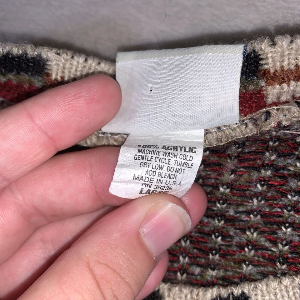 Suéter Elementos Clásicos De Colección Para Mujer Grande Beige Otoño Hojas Otoño Hecho en EE. UU. Foto 4 de 4