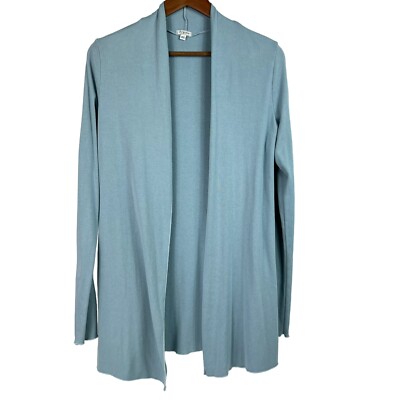 PJ Harlow Women's XS Amelia Open Front Cardigan Ribbed Supima Cotton Blue