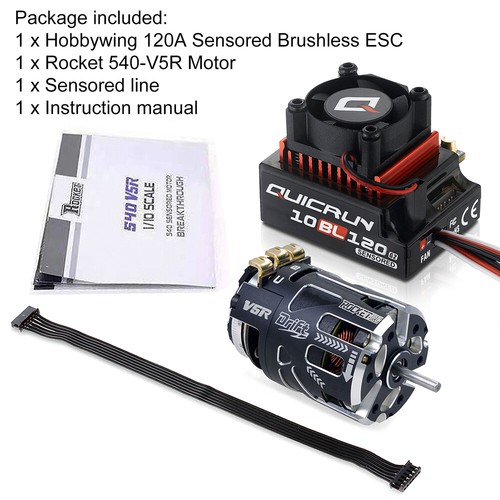 Hobbywing 120A ESC Rocket 540 Motor Sensored Brushless Combo for 1/10 RC Car - Picture 18 of 40
