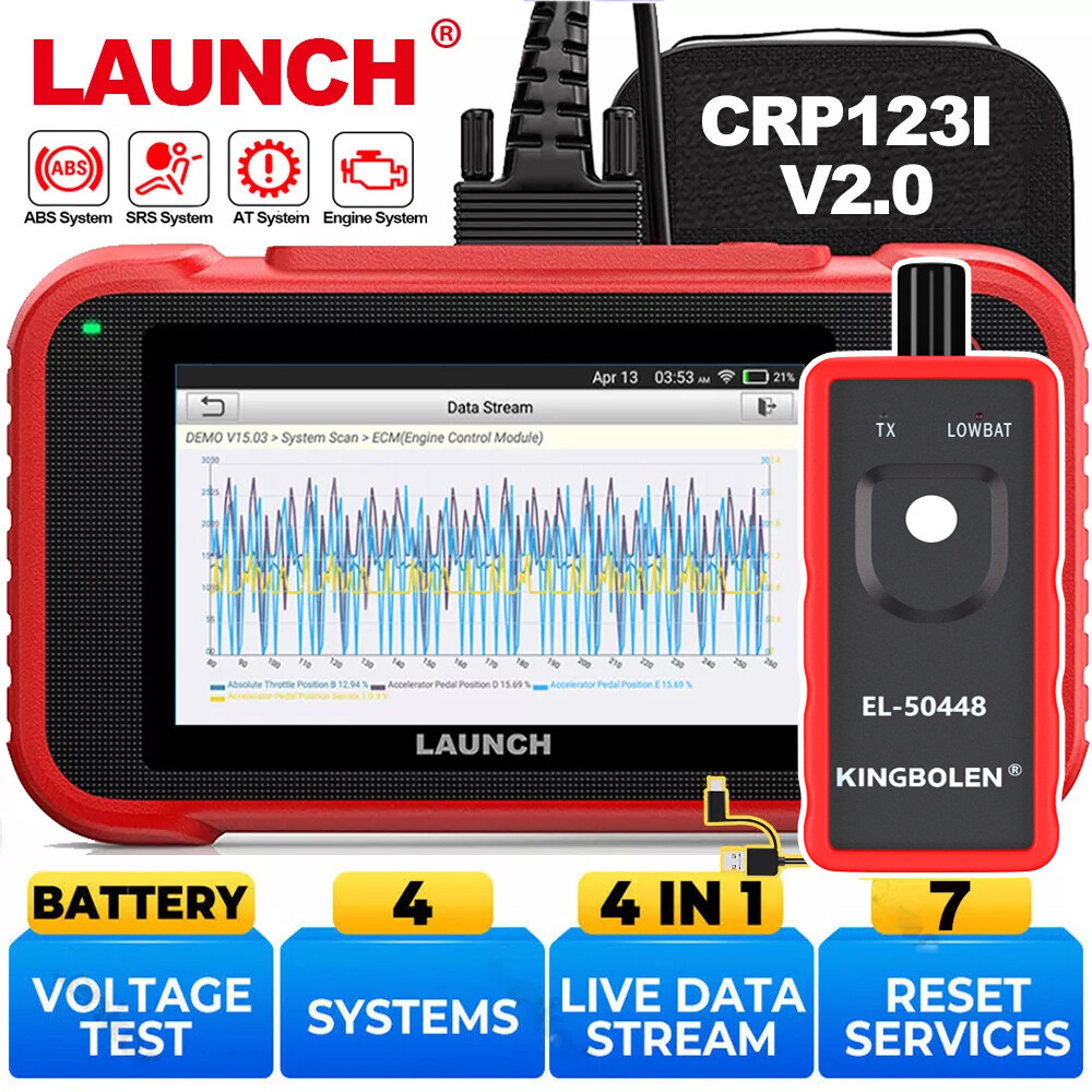 LAUNCH CRP123I V2.0 OBD2 Diagnostic Tool Engine ABS SRS AT Scanner DPF Oil Reset