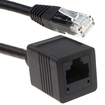 Network CAT6 UTP Ethernet RJ45 KUPFER Verlängerungsstecker/Buchse Kabel schwarz 1m