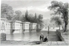 Istanbul Küçüksu SUMMER PALACE GOKSU PAVILION POOL ~ 1839 Art Print Engraving