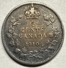 1910 Canada 5 Cents, VF Silver! #2