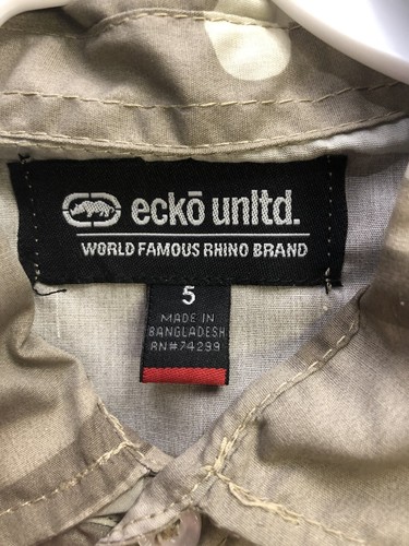 ECKO UNLTD. 2 Piece Set Short Sleeve Button Down Shirt W/Denim Shorts-5-Tan/Blue - Picture 5 of 5