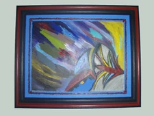 ABSTRACT OUTSIDER EXPRESSIONIST POP ORIGINAL  PAINTING ART SIGNED A LANDSCAPE