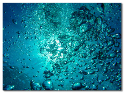 Leinwand Bild Wasser Blasen  Aqua Deep Blue O2