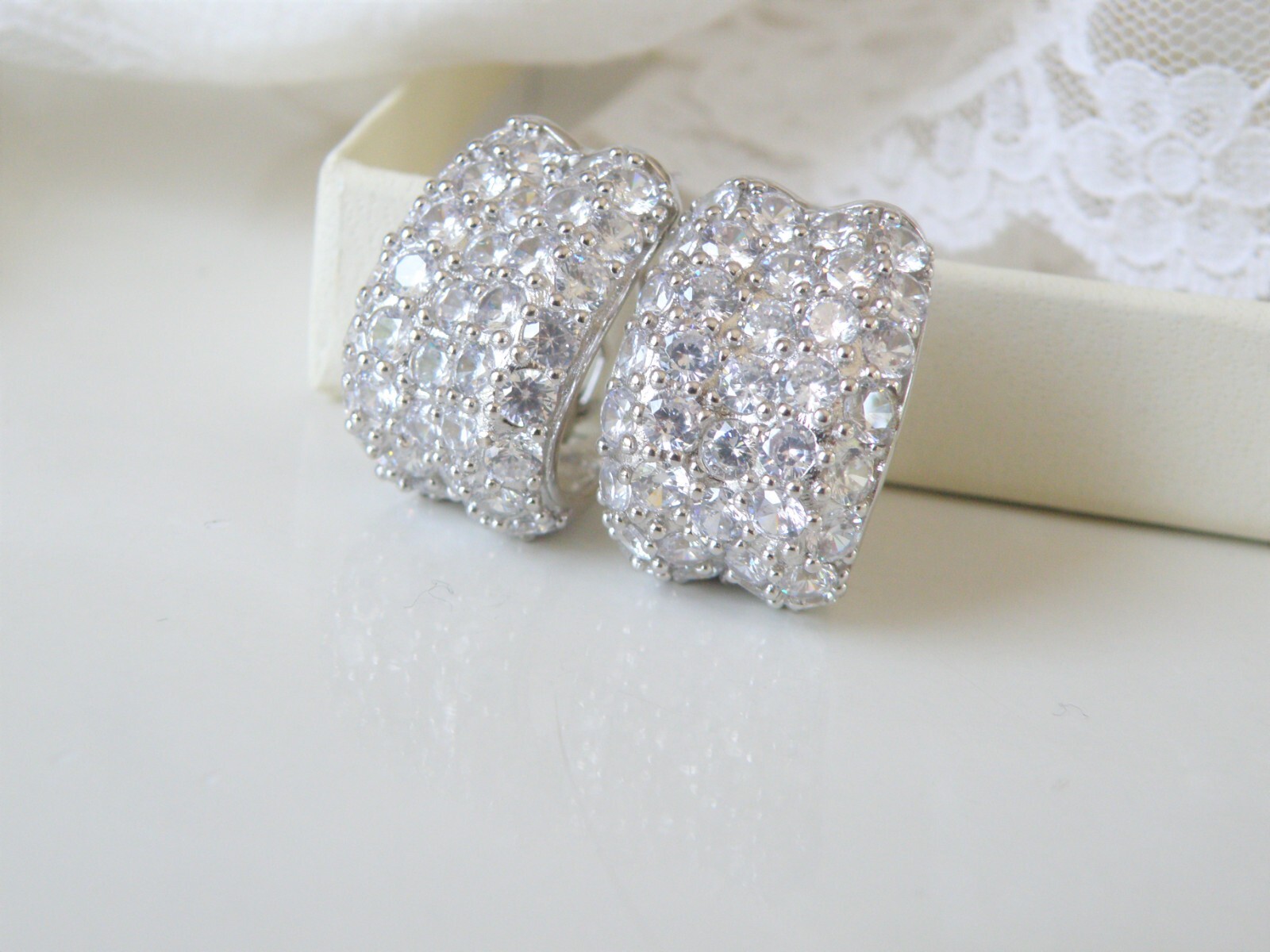 Rare Ross Simons Sterling Silver 925 Hoop Cluster CZ … Gem