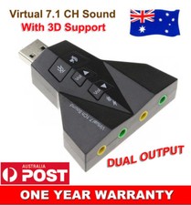 USB to Dual 3.5mm Audio Mic External SoundCard Adapter Virtual 7.1 Channel 3D AU