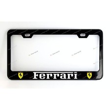 Ferrari Black Custom Made Metal License Plate Frame Screw Caps