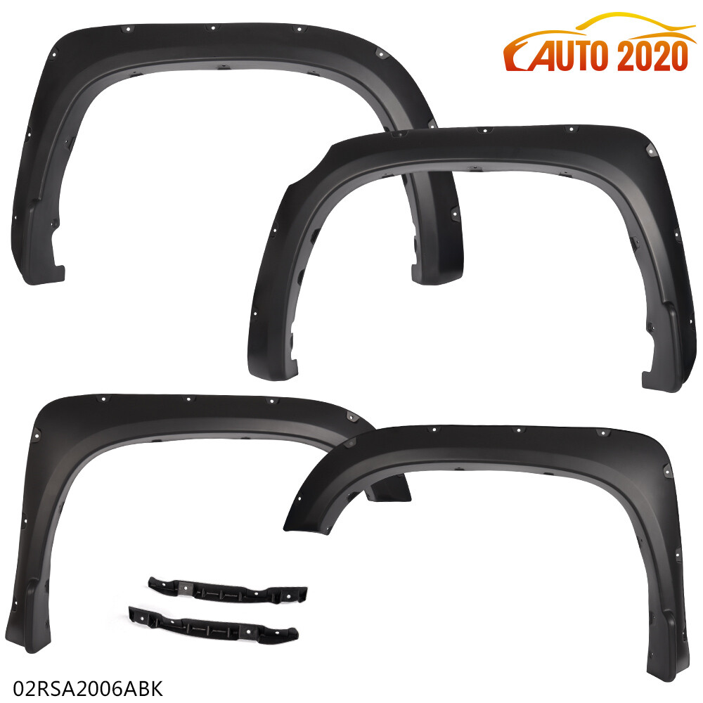 Fit For 2014-2020 Toyota Tundra  Smooth Black Pocket Rivet Wheel Fender Flares