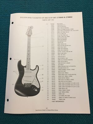 Vintage : FENDER squier STRATOCASTER ST-362 & st-357 : Parts List & Schematics