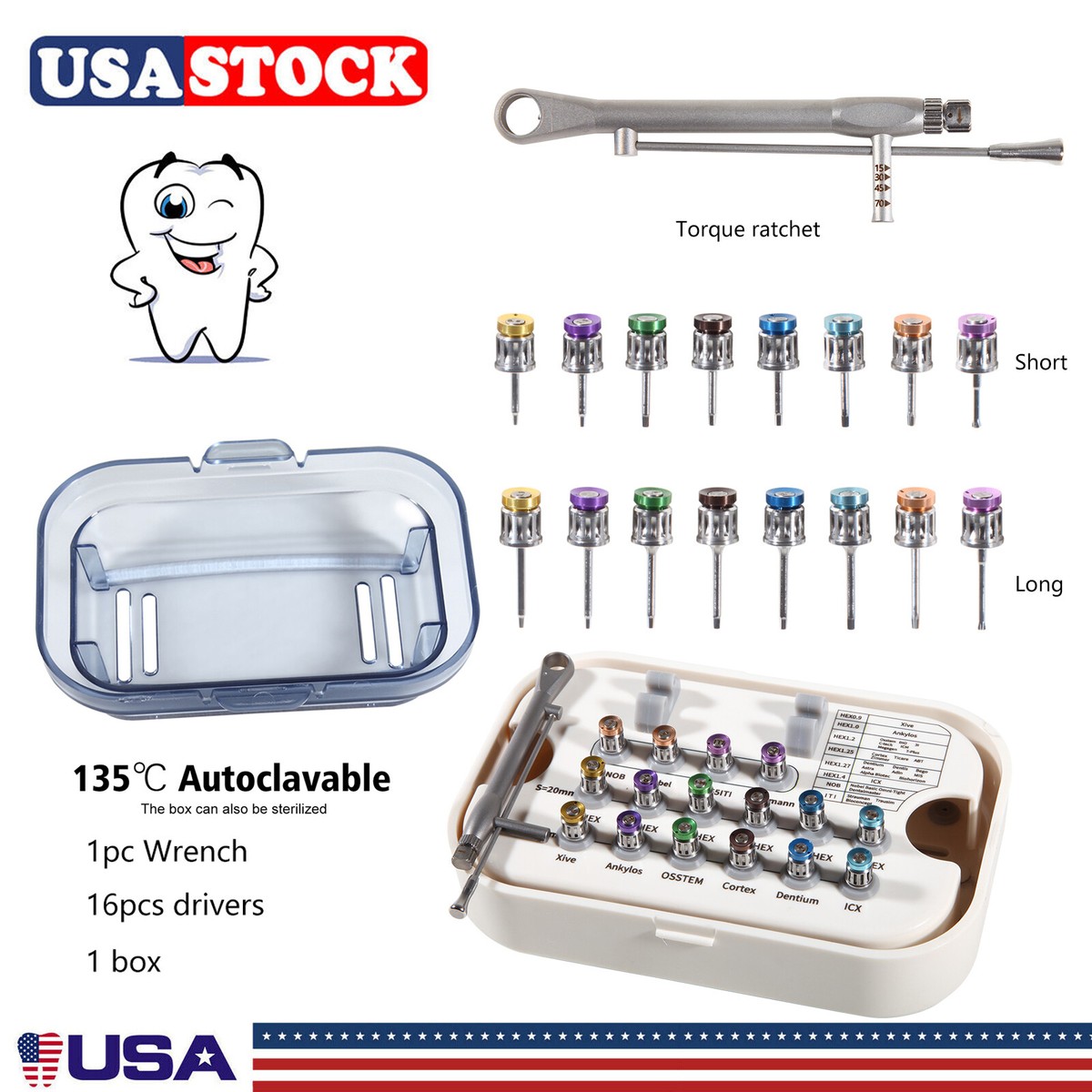 Dental tooth prosthetic kit universal restoration tool implant