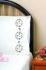 Stamped Embroidery  Design Works Set of 2 Butterfly Circle Pillowcases T232206