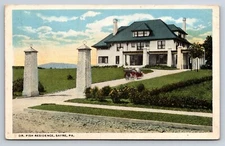 Postcard PA Sayre Dr Fish Residence Pennsylvania c1920s AY20