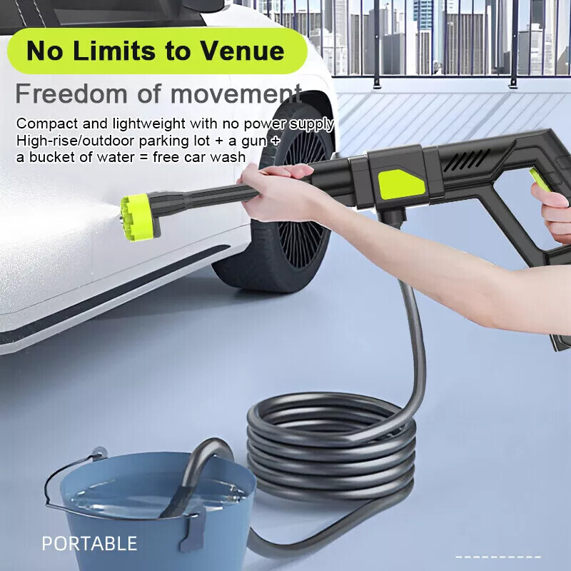 Portable Cordless Car High Pressure Washer Jet Water Wash Cleaner Gun+2