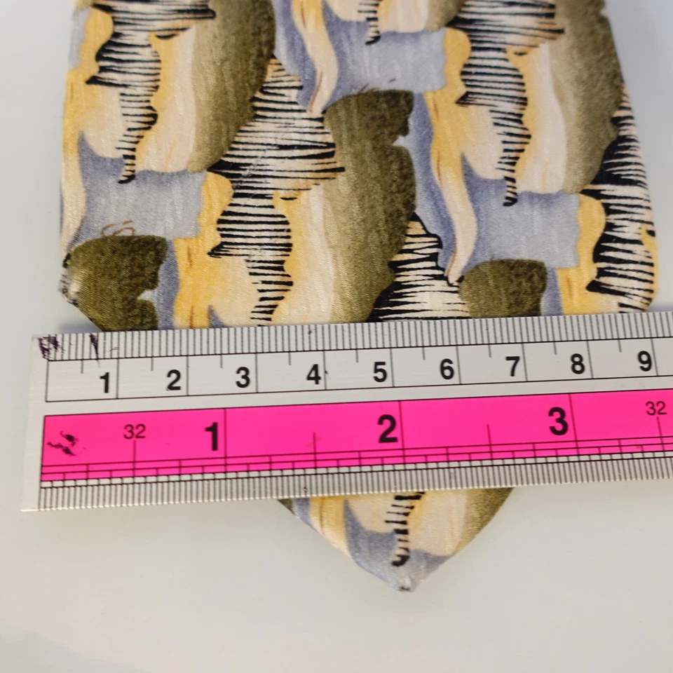 Neck Tie Men Yellow Abstract Silk Woven Suit COCKTAIL COLLECTION Wine STONEHENGE - Image 4 of 4