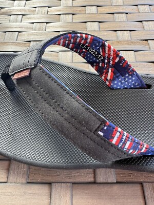 NWOB High Tide Men’s Brandon Elite Brown Flip Flops Sz 9 Sandal Patriotic Lining High Tide Men main image 4