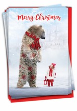 12 Christmas Greeting Cards 1 Design, 12 Cards - Animals Polar Bear