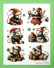 Vintage Style Christmas Mice Sticker Sheet