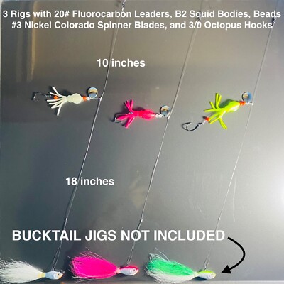 FREE RIGS) BEST FLUKE FLOUNDER FLUOROCARBON BUCKTAIL HI LOW B2