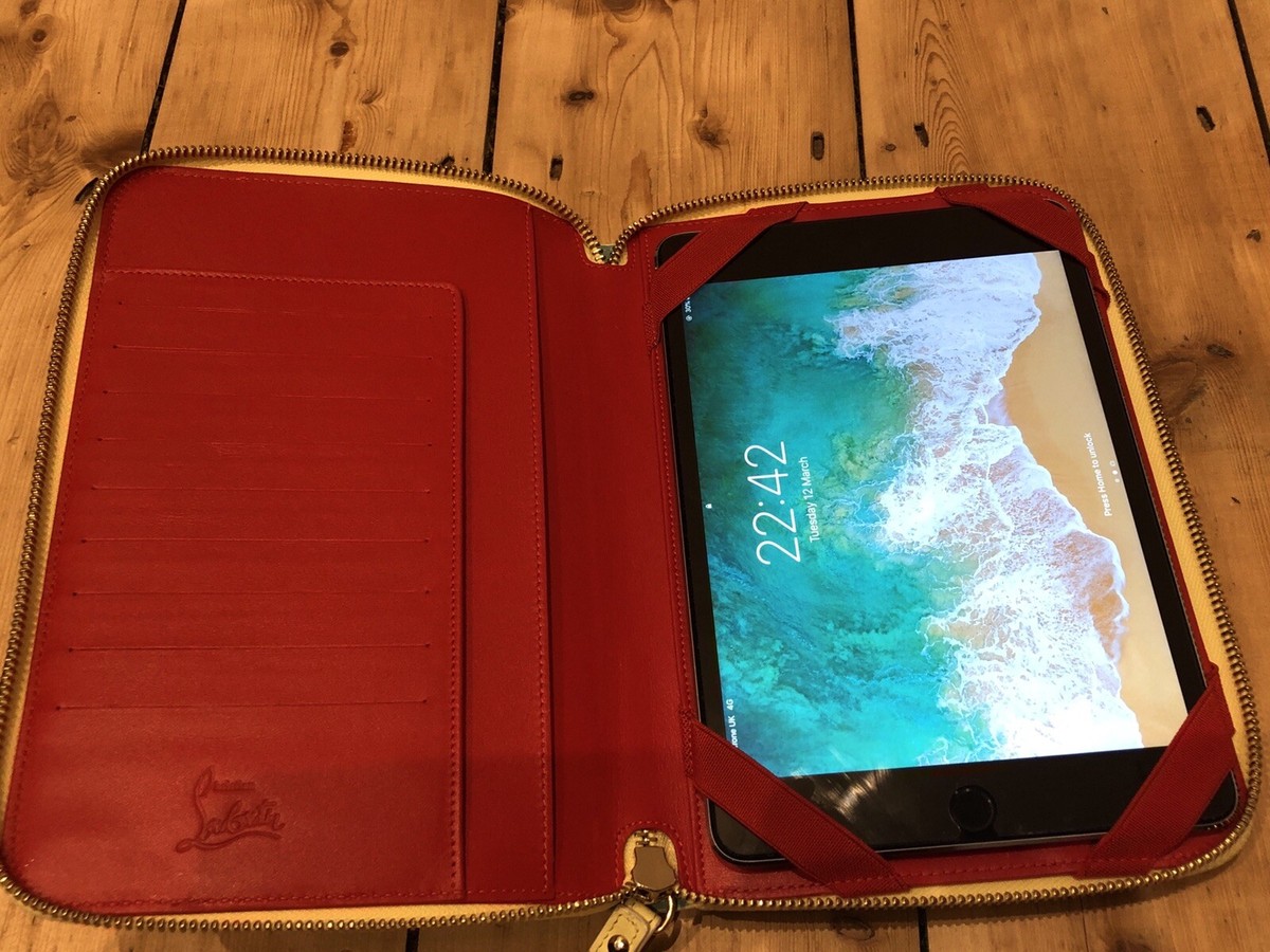 Christian Louboutin Cris Spiked Mini Ipad Case Blue and Peach