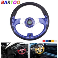 New 320mm Universal Sport Racing 6-Bolt Steering Wheel Blue Aluminum