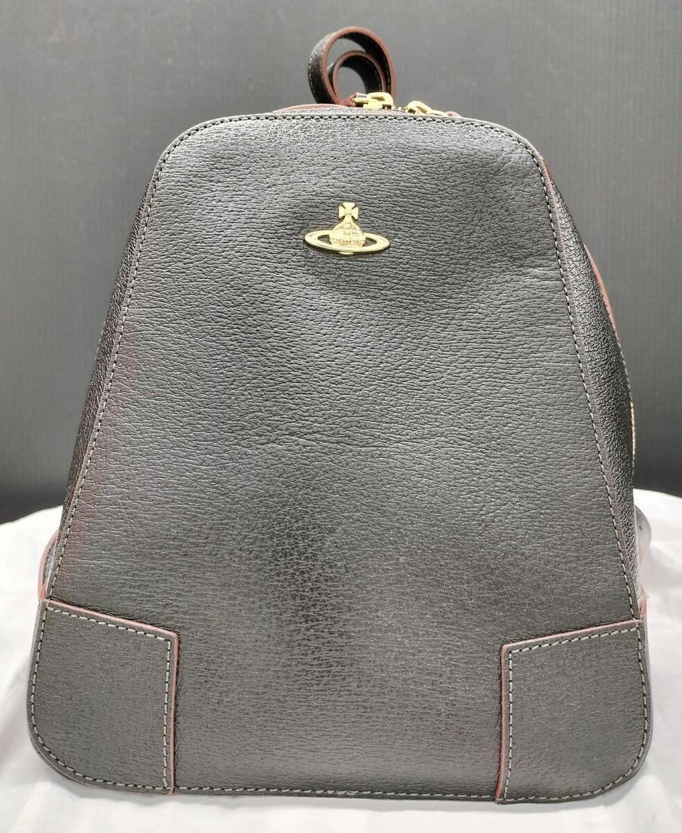 Vivienne Westwood Small Backpack Bag Leather Black Orb FS Vivienne Westwood Small Backpack Bag Leather Black Orb FS