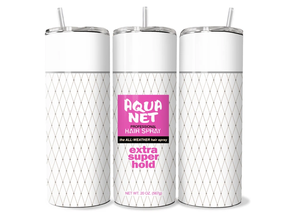 Tumbler Aqua Net Professional Hair Spray with Straw 20oz for Hot and Cold Drink