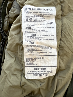 Rare Double Stamped US Sleeping Bag Mountain M-1949 (Reg Rare Double Stamped US Sleeping Bag Mountain M-1949 (Reg