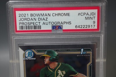 JORDAN DIAZ 2021 BOWMAN CHROME # CPAJDI PSA 9 AUTO CARD AUTOGRAPH