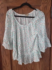 Democracy fairy butterfly short sleeve flutter pesant flow boho blouse top 