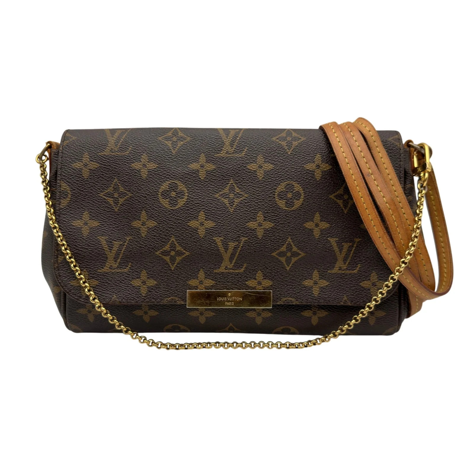 LOUIS VUITTON Favorite MM M40718 Brown Monogram/Leather Shoulder Bag #2152