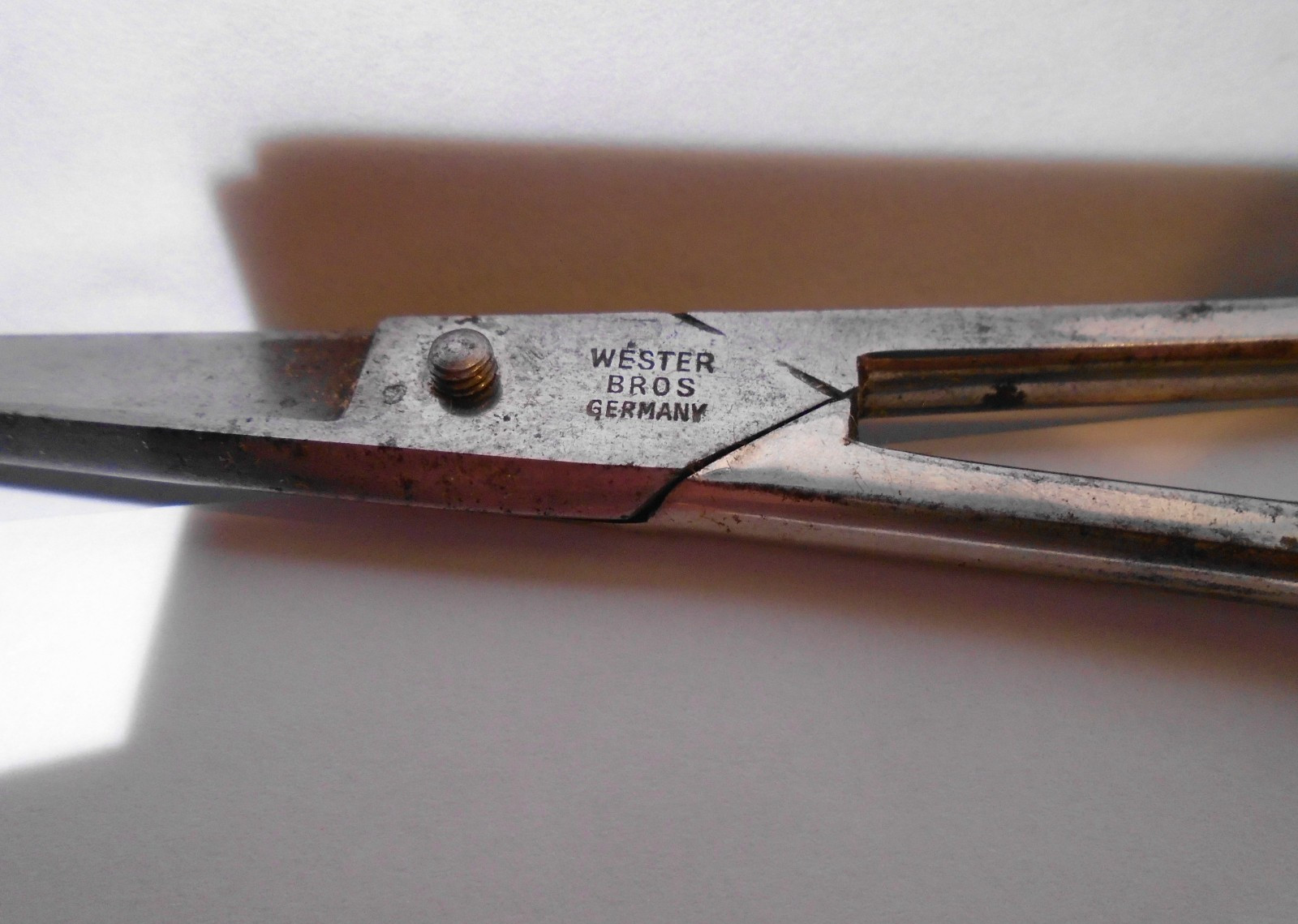 Vintage 8" Wester Bros Fraternity Barber Scissors Germany with Leather Sheath