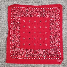 Vintage Bandana Red Fast Color Paisley Selvedge 100 Cotton USA RN 13962 16x15
