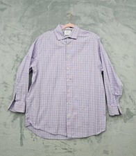 Charles Tyrwhitt Button Up Shirt Mens 17-34 Classic Fit Purple Check Long Sleeve