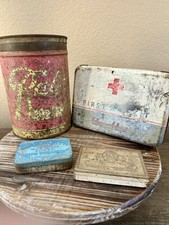 VINTAGE COFFEE, FIRST AID & TOBACCO ADVERTISING TINS Lot Of 4