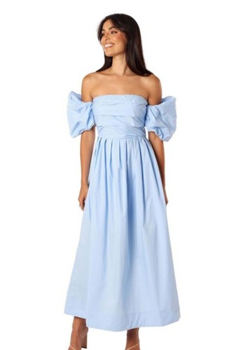 Petal & Pup Solana Off Shoulder Midi Dress - Blue 6