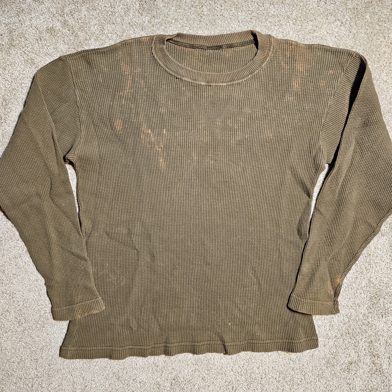 Vtg Y2k Brown Bleached Waffle Size M Thermal T-shirt Thrashed Faded Skate Grunge