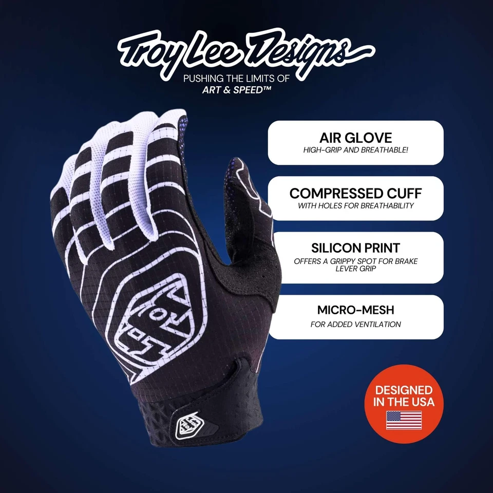Troy Lee Designs 2X Navy Yellow Sport Activity Gloves Compression Protection - Image 2 of 3