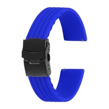 Silicone Watch Bands 22mm Soft Watch Bands with Black Snap Buckle, Light Blue