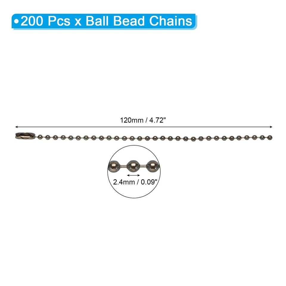 200Pcs Cadena de cuentas de bola marrón claro a granel de 4.72in de largo cadena de metal para manualidades de bricolaje Foto 2 de 4