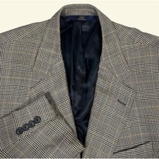 Brooks Brothers 346 Silk Blend Sport Coat Blazer Men's 46R Gray Wool Glen Plaid