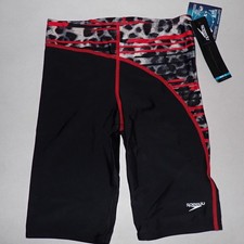 Speedo Jammer Competition Swim Boys 30 Powerflex Eco New Red gray Black