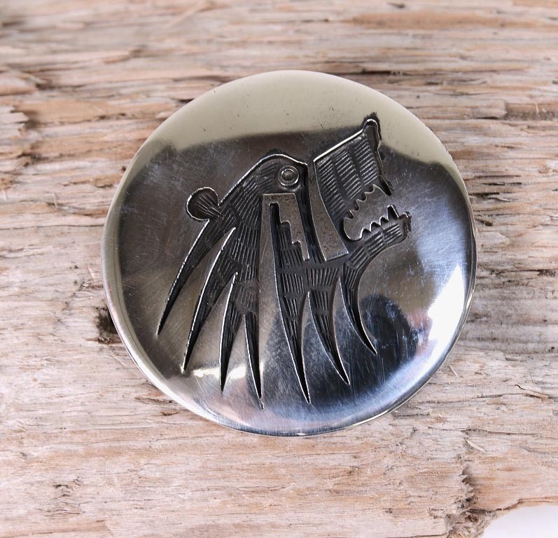 Hopi Sterling Silver Overlay Pendant and Pin