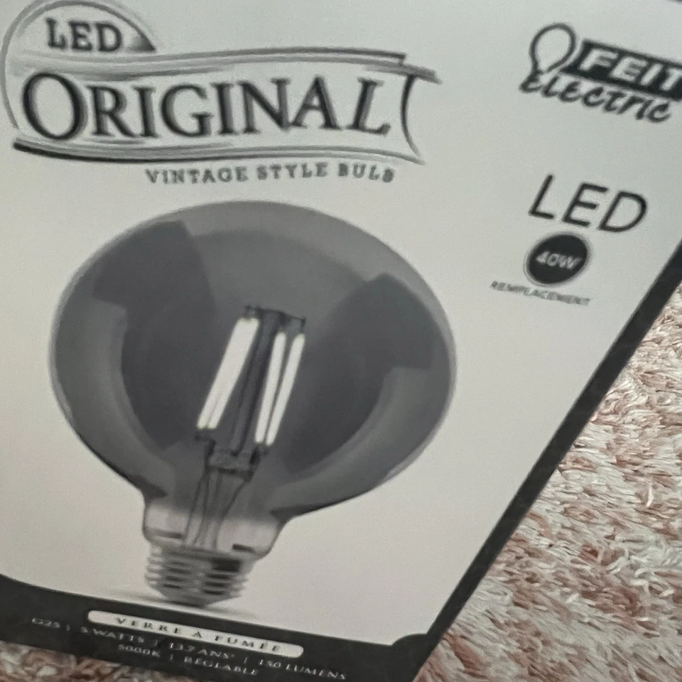 Feit Electric LED Vintage Style Bulb G25 Smoked Glass 40W Replacement - Image 2 of 4