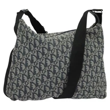 Christian Dior Trotter Canvas Shoulder Bag Navy Silver Auth mr1433