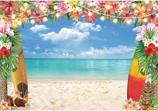 7x5ft Summer Hawaiian Beach Backdrop for Photography Tropical Flower Luau Hawaii