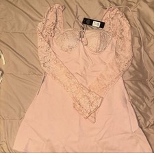 Pink Lace Sleeved Dress