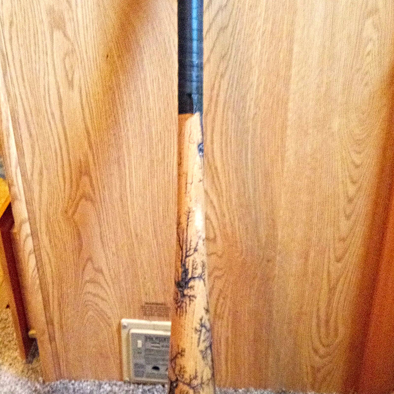 Fractal Burning Home Hand Made Decorations Wooden Baseball Bat With Barbwire