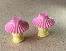 Fisher-Price Loving Family Dollhouse (2)Yellow Lamps (Heart Design) w/Pink Shade
